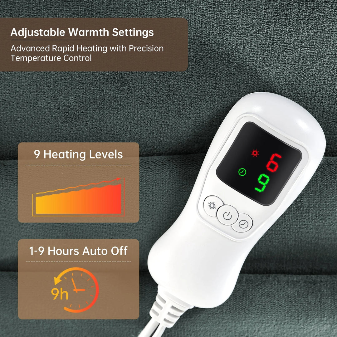 Heated Blanket Throw Size, Washable Heated Throw Blanket Electric, Electric Throw Blanket, Grey, 50" X 70", Blanket Warmer Heating Blanket Heat Warming Blanket Electric Blanket Throw Heater