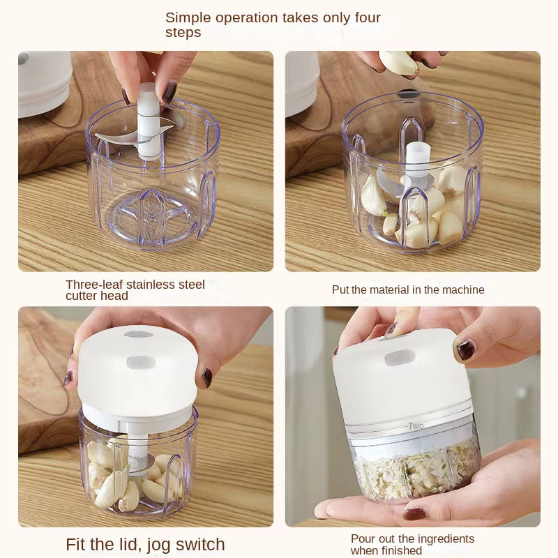 Multifunctional Electric Garlic Chopper 100/250Ml Portable Vegetable Grinder Onion Mixer Mashing Machine for Kitchen