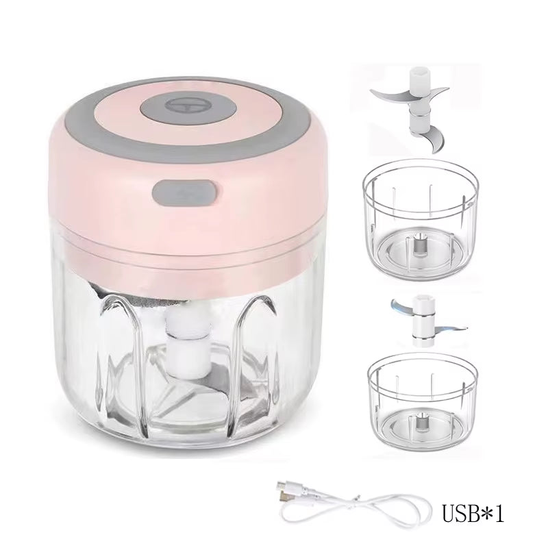 Multifunctional Electric Garlic Chopper 100/250Ml Portable Vegetable Grinder Onion Mixer Mashing Machine for Kitchen