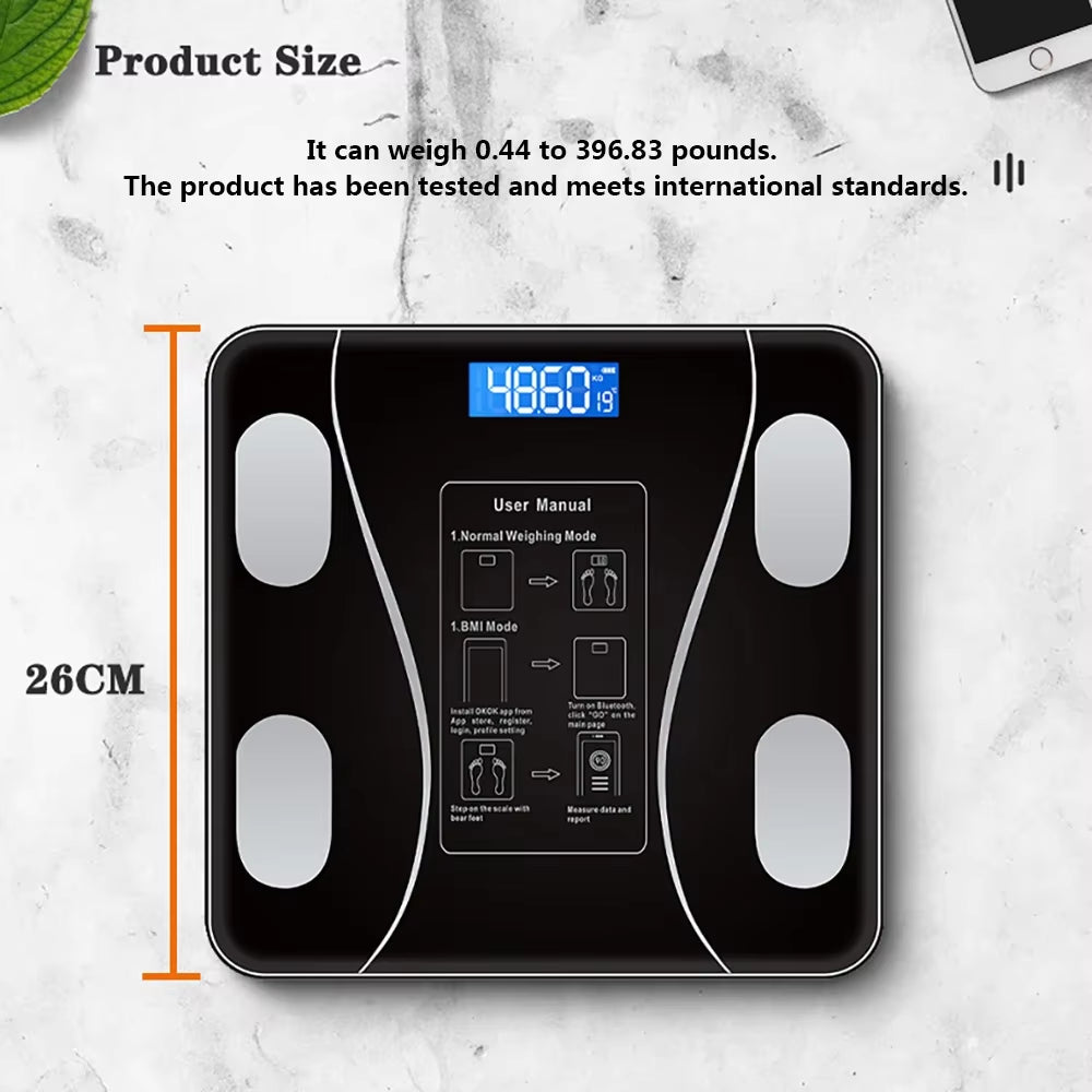 Smart Bluetooth Body Fat Scale | Digital Bathroom Weight Scale with App for Body Composition Analysis