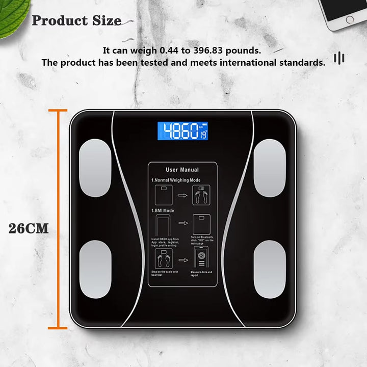 Smart Bluetooth Body Fat Scale | Digital Bathroom Weight Scale with App for Body Composition Analysis