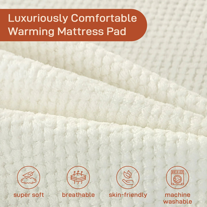 Heated Mattress Pad Queen, Heated Blanket, Cream, 60" X80", Electric Mattress Pads, Heated Mattress, Bed Warmer, Bed Heater, Electric Blanket, Heated Mattress Cover, Heated Pad for Bed