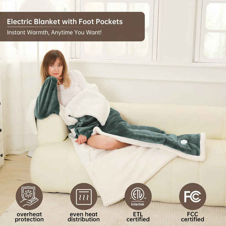Heated Blanket Throw Size, Washable Heated Throw Blanket Electric, Electric Throw Blanket, Grey, 50" X 70", Blanket Warmer Heating Blanket Heat Warming Blanket Electric Blanket Throw Heater